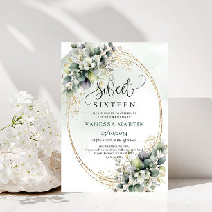 Invitation d'anniversaire Sweet 16 aquarelle de ve