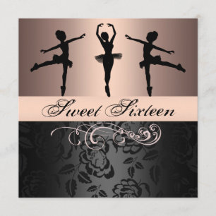 Invitation d'anniversaire Sweet 16 Ballerine Rose/