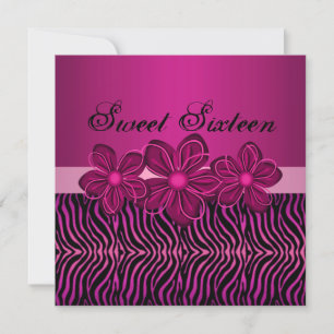 Invitation d'anniversaire Sweet 16 Fleur Rose