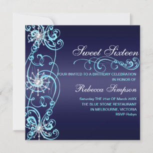 Invitation d'anniversaire Sweet 16 flocon de neige