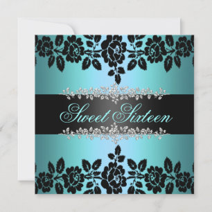 Invitation d'anniversaire Sweet 16 Rose Bleue & No