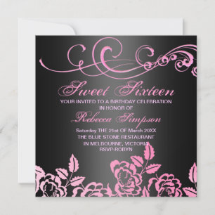 Invitation d'anniversaire Sweet 16 Rose Tourbillon