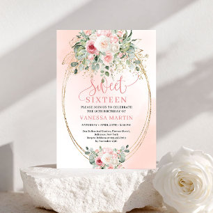 Invitation d'anniversaire Sweet 16 Roses Blush Or 