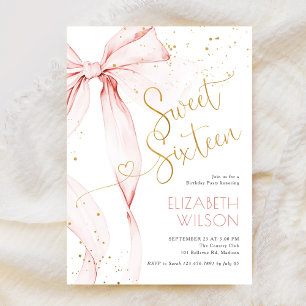 Invitation d'anniversaire Sweet Sixteen avec un nœ