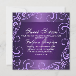 Invitation d'anniversaire Sweet Sixteen Tourbillon