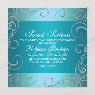 Invitation d'anniversaire Sweet Sixteen Tourbillon