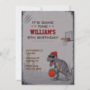 Invitation d'anniversaire T-Rex Basketball