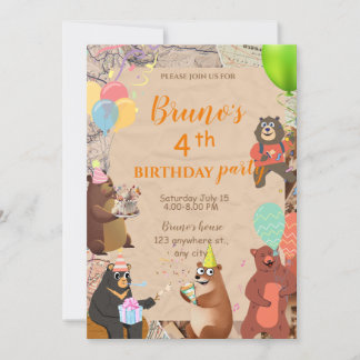 Invitation d'anniversaire Teddy Bear Explorer