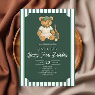 Invitation d'anniversaire Tennis Preppy Bear 1ère 