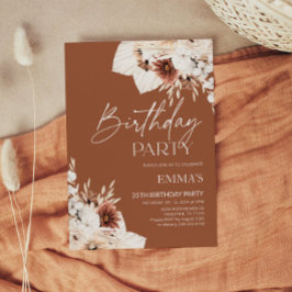 Invitation d'anniversaire Terracotta Boho Pampas