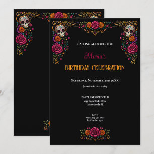 Invitation d'anniversaire Tête de Mort sucrée Jour