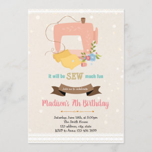 Invitation d'anniversaire thème couture vintage