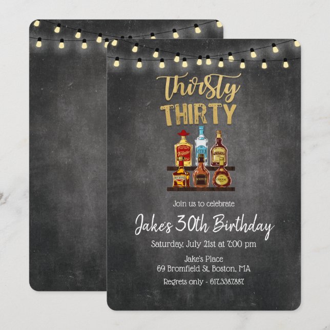 Invitation d'anniversaire Thirsty Thirty (Devant / Derrière)