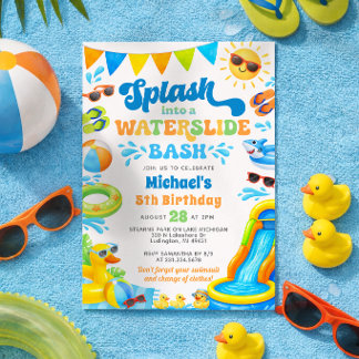 Invitation d'anniversaire Toboggan aquatique pour 