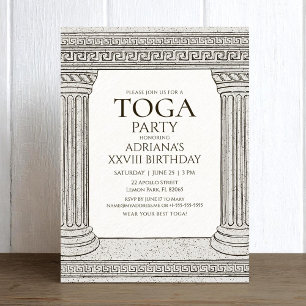 Invitation d'anniversaire Toga Party avec thème ro