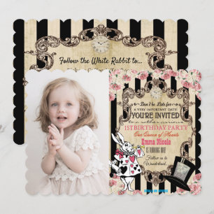 INVITATION D'ANNIVERSAIRE TOUT ÂGE - Alice au pays