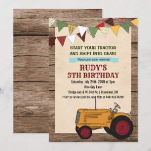 Invitation d'anniversaire tracteur vintage TOUT ÂG