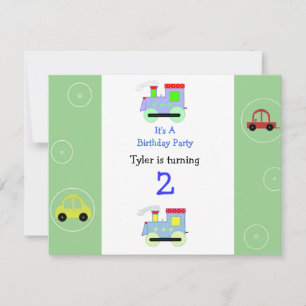 Invitation d'anniversaire Trains et Voitures