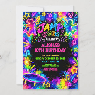 Invitation d'anniversaire Trampoline Neon Glow Bou