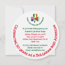 Invitation d'anniversaire trèfle bulgare irlandais