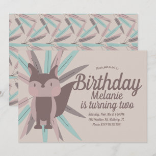Invitation d'anniversaire tribale de renard mignon