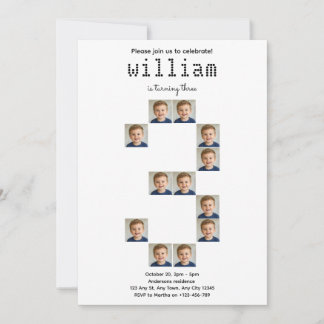 Invitation d'anniversaire trois photos Young Wild