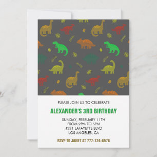 Invitation d'anniversaire trois rex 3 ans