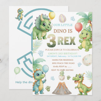 Invitation d'anniversaire Trois-Rex avec labyrinth
