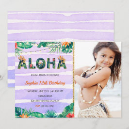 Invitation D'Anniversaire Tropical Aloha Avec Phot