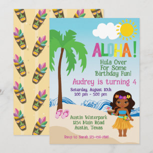 Invitation d'anniversaire Tropical Beach Aloha Lua