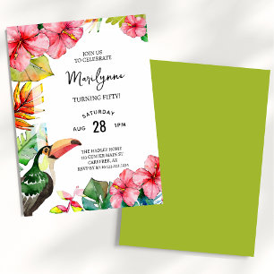 Invitation d'anniversaire tropical hawaïen 50 ans