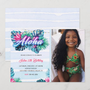 Invitation d'anniversaire tropicale Neon Aloha