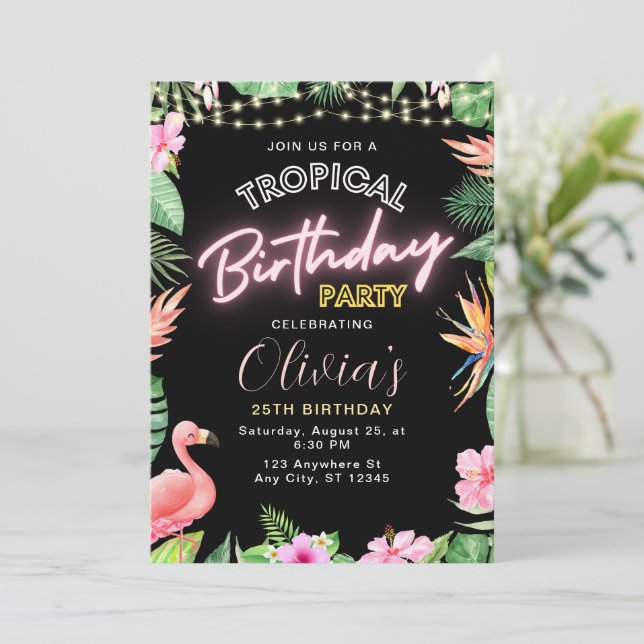 Invitation d'anniversaire tropicale, Nouvel annive (Debout devant)