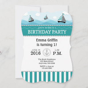 Invitation d'anniversaire turquoise bleu marine