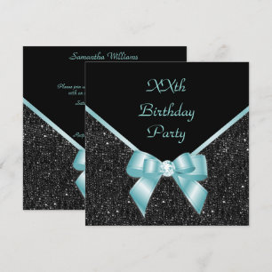 Invitation d'anniversaire Turquoise et noire