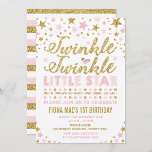 Invitation d'anniversaire Twinkle Little Star Pink