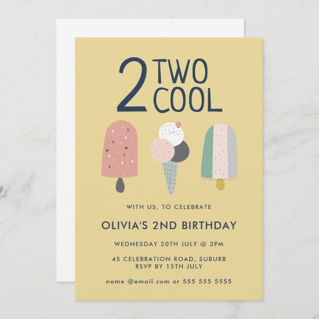 Invitation d'anniversaire Two Cool (Devant / Derrière)