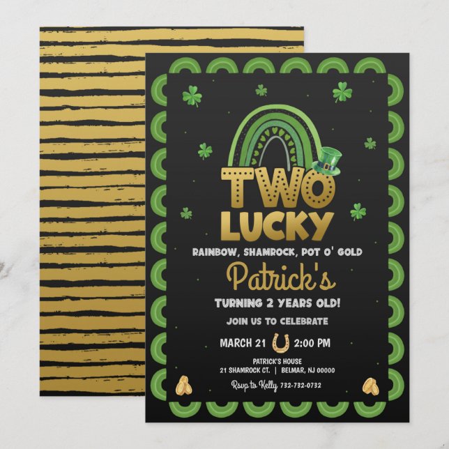 Invitation d'anniversaire Two Lucky Saint-Patrick (Devant / Derrière)