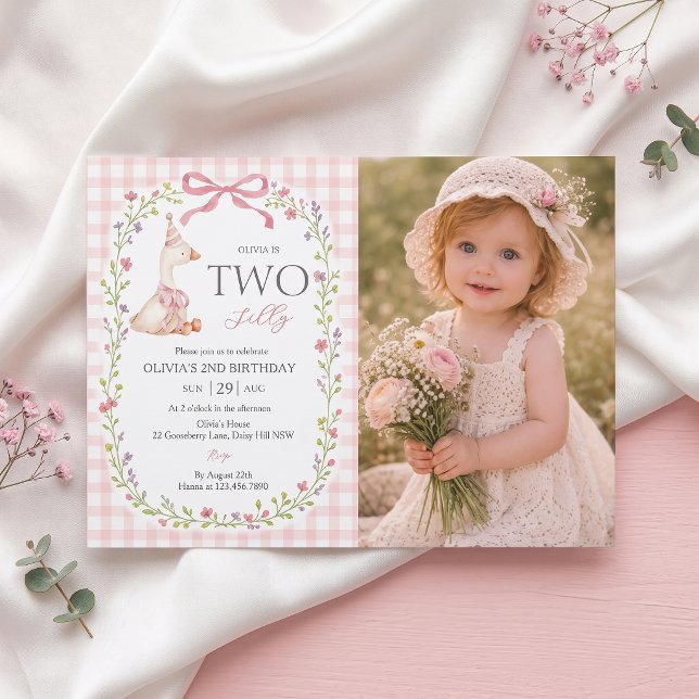 Invitation d'anniversaire Two Silly Goose Bow Widf (Créateur téléchargé)