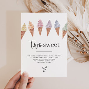 Invitation d'anniversaire Two Sweet Icecream