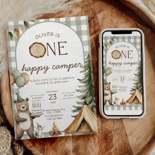 Invitation d'anniversaire Un Joyeux Campeur Campin