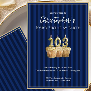 Invitation d'anniversaire unique bleu or pour ses
