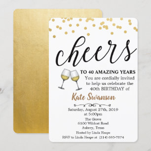 Invitation d'anniversaire vin Cheers - Tous âges