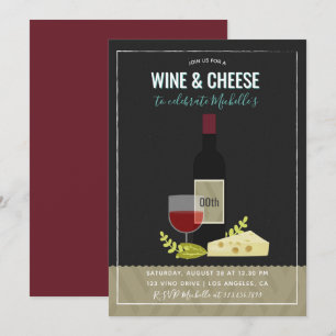 Invitation d'anniversaire vin et fromage