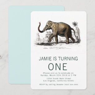 Invitation d'anniversaire vintage des éléphants