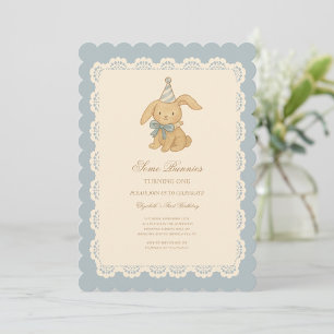 Invitation d'anniversaire vintage mignonne de lapi
