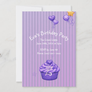 Invitation d'anniversaire violet pour filles