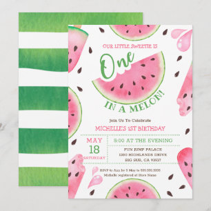 Invitation d'anniversaire Watermelon One In A Melo
