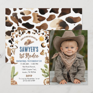 Invitation d'anniversaire Western Cowboy “1er Rodé