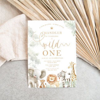 Invitation d'anniversaire Wild One Jungle Safari